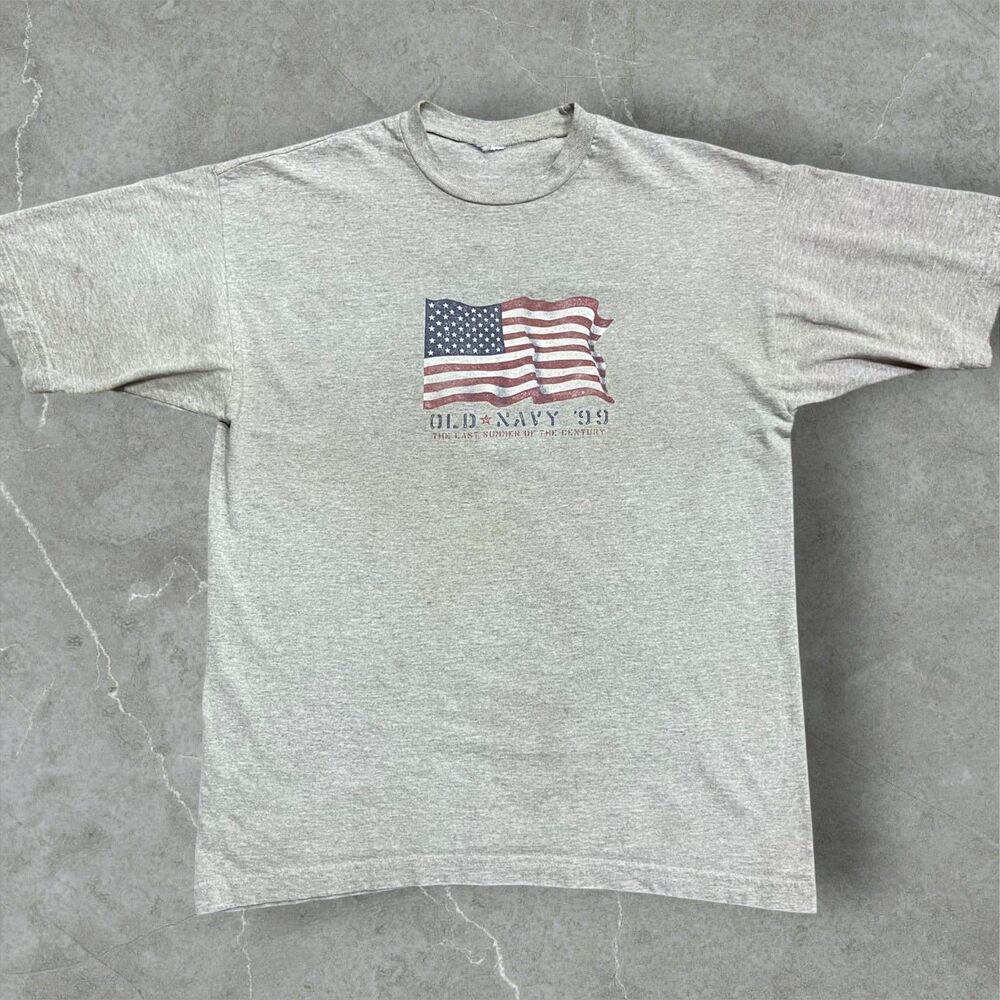 Old Navy Vintage 1999 USA Flag Century Heather Gray T-Shirt Men's Size Large